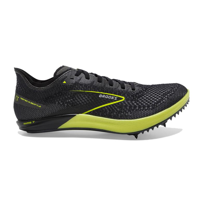 Brooks Men's Wire 7 Track & Cross Country Shoes - Black/Nightlife/GreenYellow (GIRV97164)